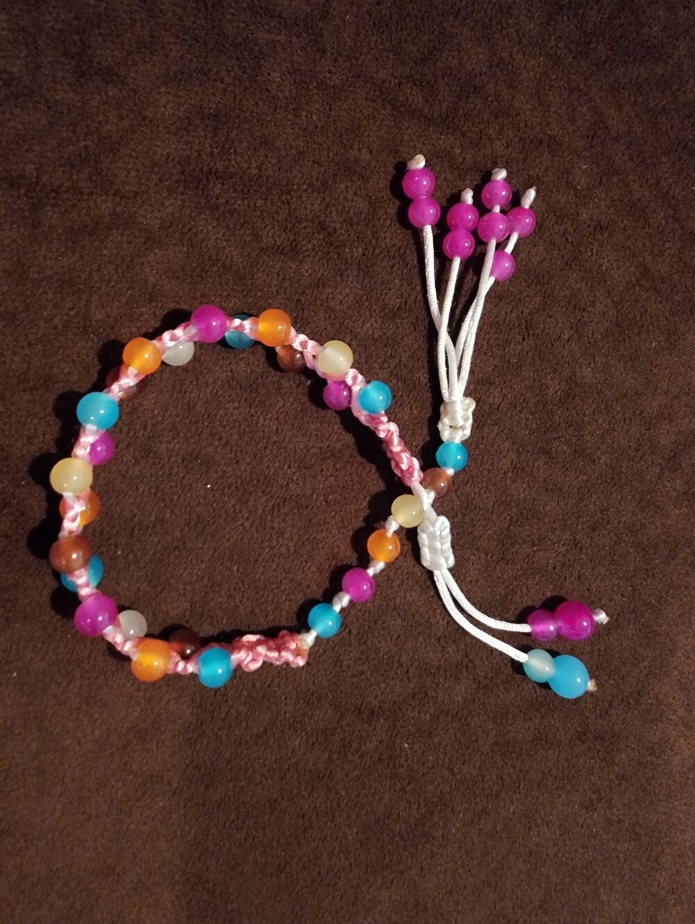 4 For $10 Colorful Glass  Beaded Bracelet with Adjustable White Cord
